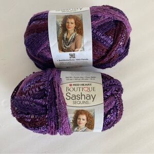 Concord Purple Red Heart Boutique Sashay Sequins Yarn 2 Skeins 3.5oz 20 yds Each